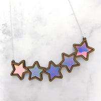 Five Iridescent Stars Bib Necklace