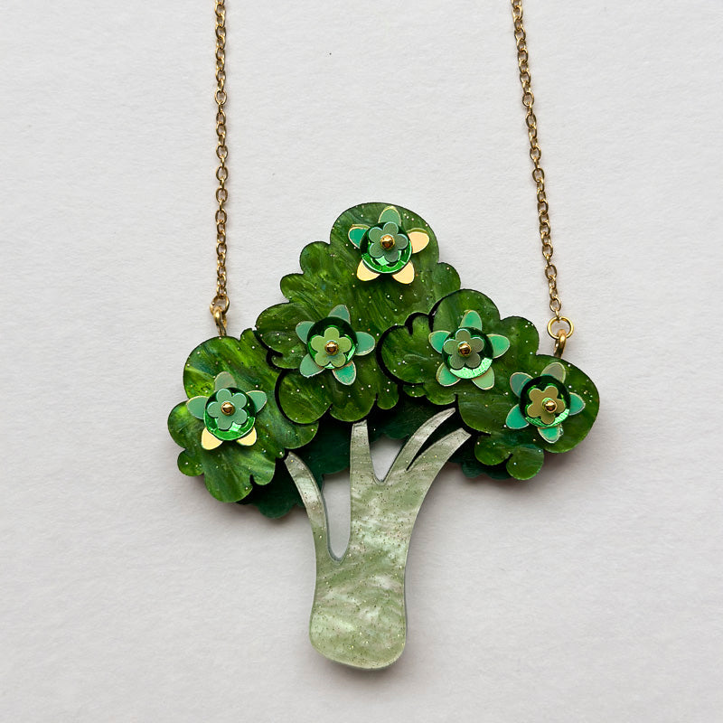 Embellished Broccoli Statement Necklace