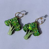 Embellished Broccoli Statement Dangle Earrings