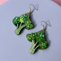 Embellished Broccoli Statement Dangle Earrings