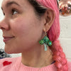 Embellished Broccoli Statement Dangle Earrings