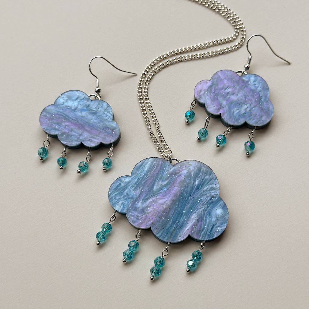 Cloud Beaded Dangle Earrings