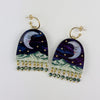 Moon Mountain Beaded Arch Hoop Statement Earrings