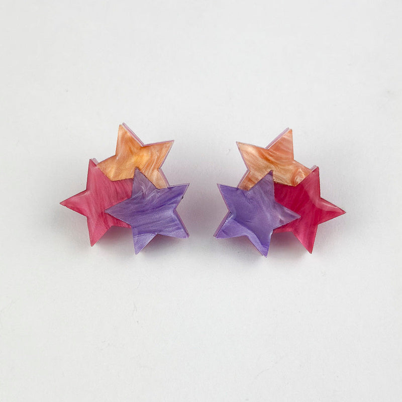 Triple Star Stud Earrings