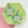 Columbine Flower Statement Dangle Earrings - Aquamarine