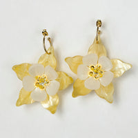 Columbine Flower Statement Dangle Earrings - Yellow