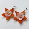 Columbine Flower Statement Dangle Earrings - Orange