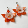 Columbine Flower Statement Dangle Earrings - Orange