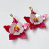 Columbine Flower Statement Dangle Earrings - Fuchsia