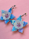 Columbine Flower Statement Dangle Earrings - Mauve Sky