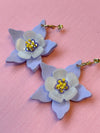 Columbine Flower Statement Dangle Earrings - Lilac