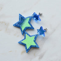 Iridescent & Glitter Star Earrings