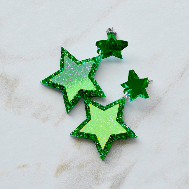 Iridescent & Glitter Star Earrings