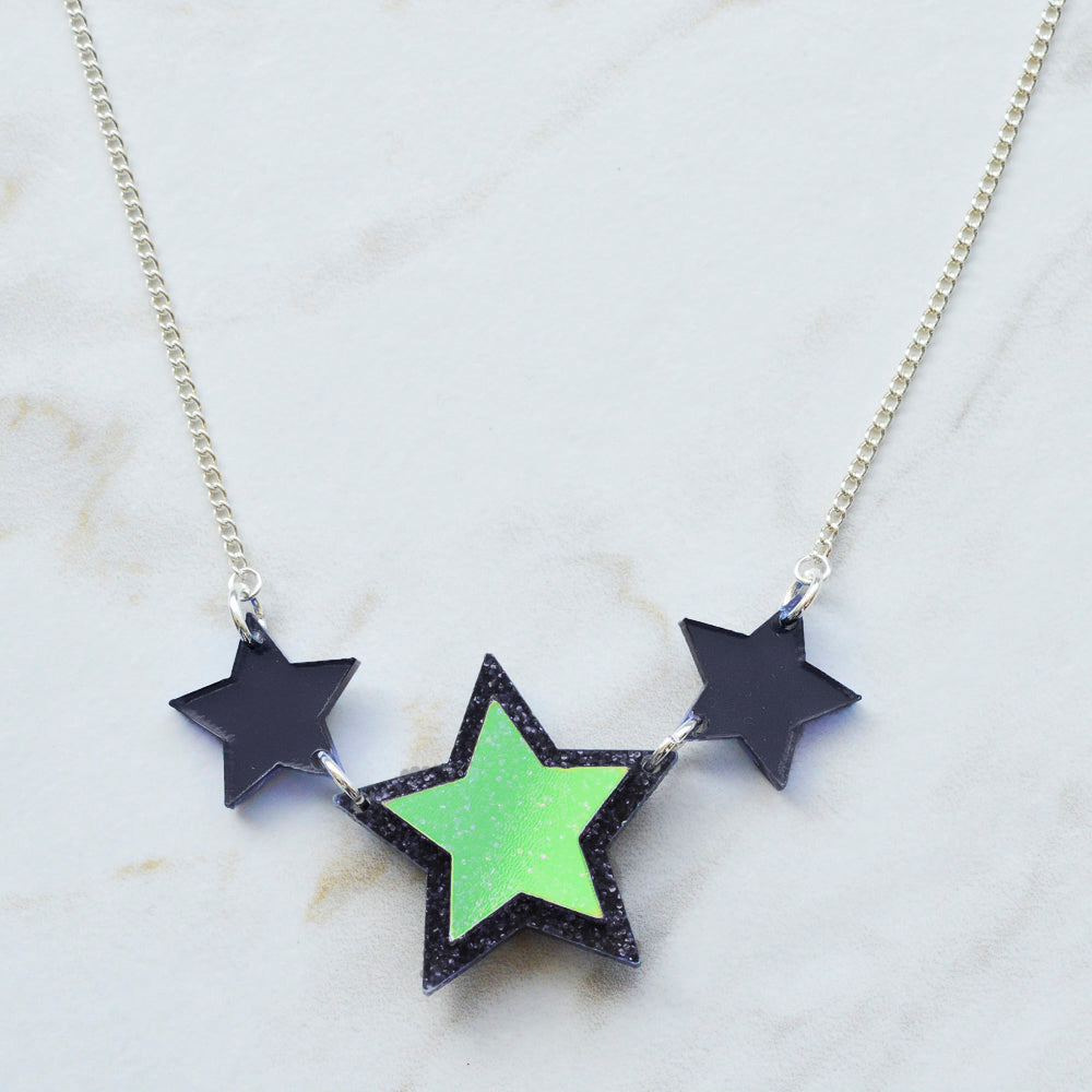 Iridescent & Glitter Star Princess Necklace