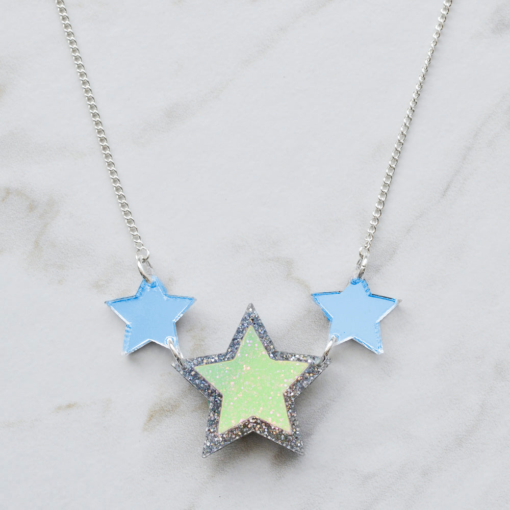 Iridescent & Glitter Star Princess Necklace