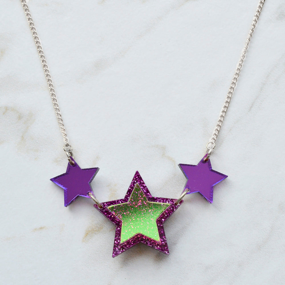 Iridescent & Glitter Star Princess Necklace