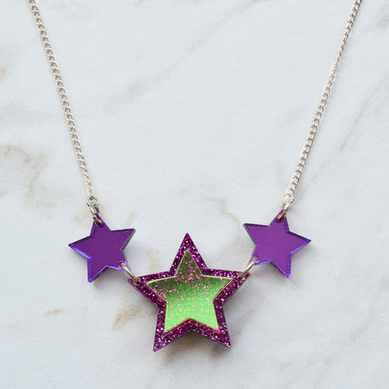 Iridescent & Glitter Star Princess Necklace