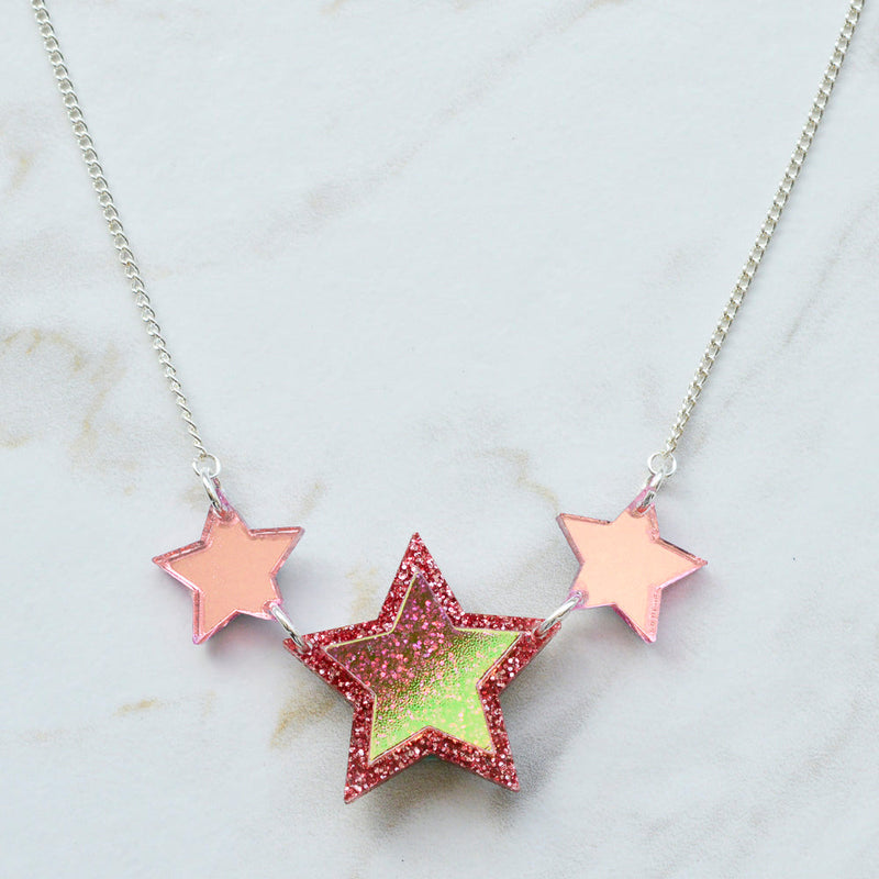 Iridescent & Glitter Star Princess Necklace