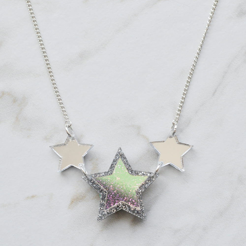 Iridescent & Glitter Star Princess Necklace