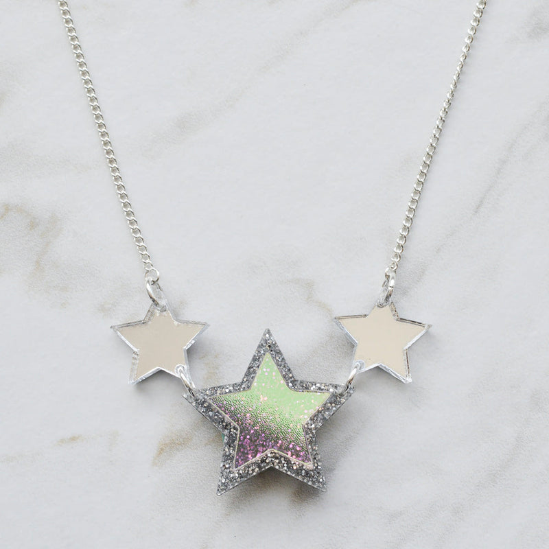 Iridescent & Glitter Star Princess Necklace