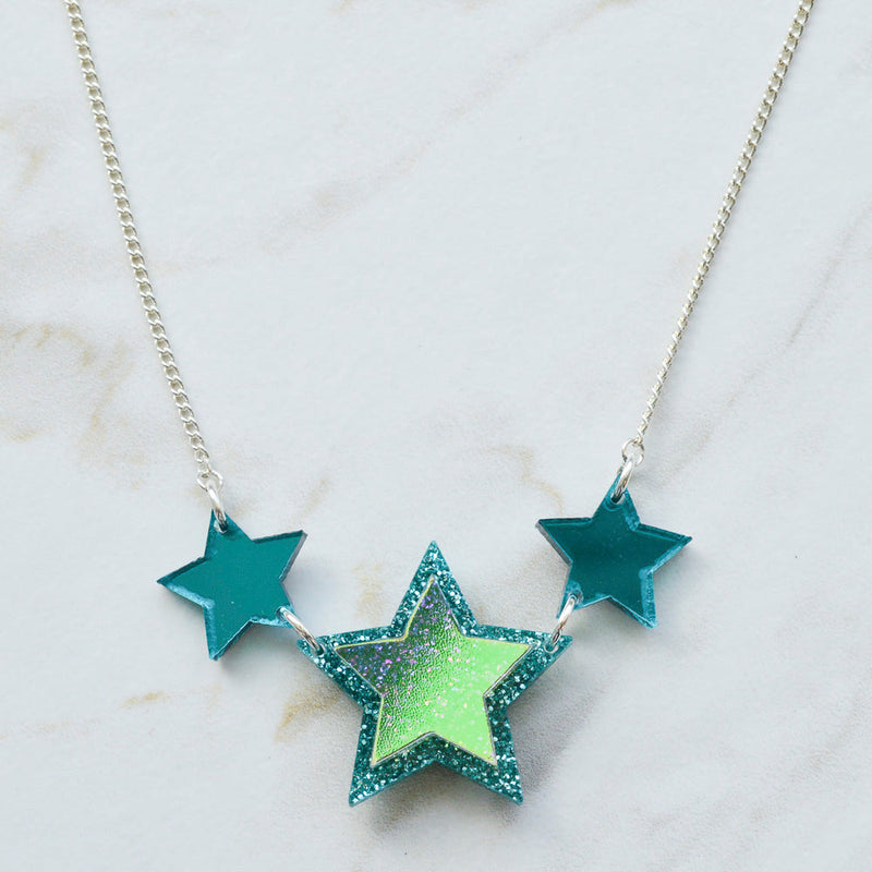 Iridescent & Glitter Star Princess Necklace