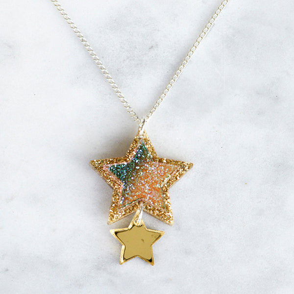 Iridescent & Glitter Star Pendant