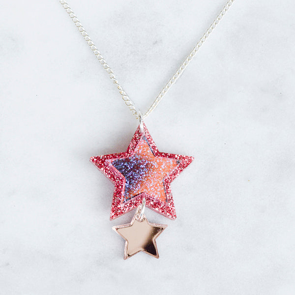 Iridescent & Glitter Star Pendant