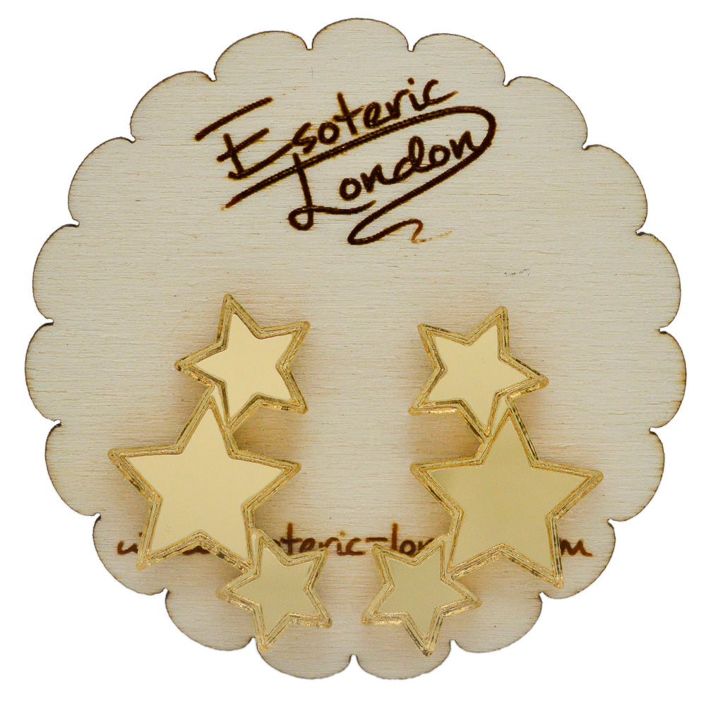 Triple Stars Mirrored Stud Earrings