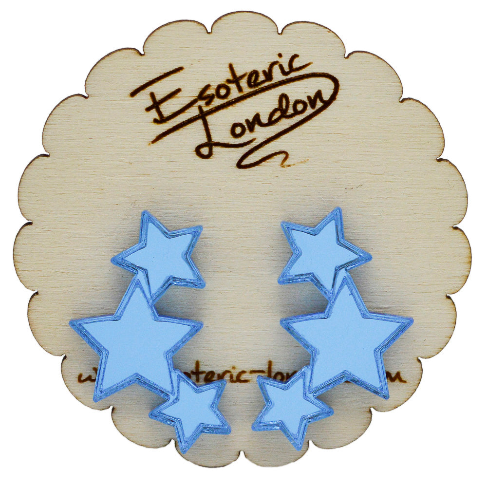 Triple Stars Mirrored Stud Earrings