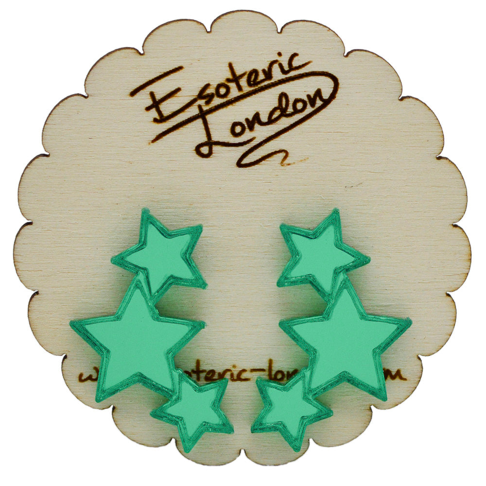 Triple Stars Mirrored Stud Earrings