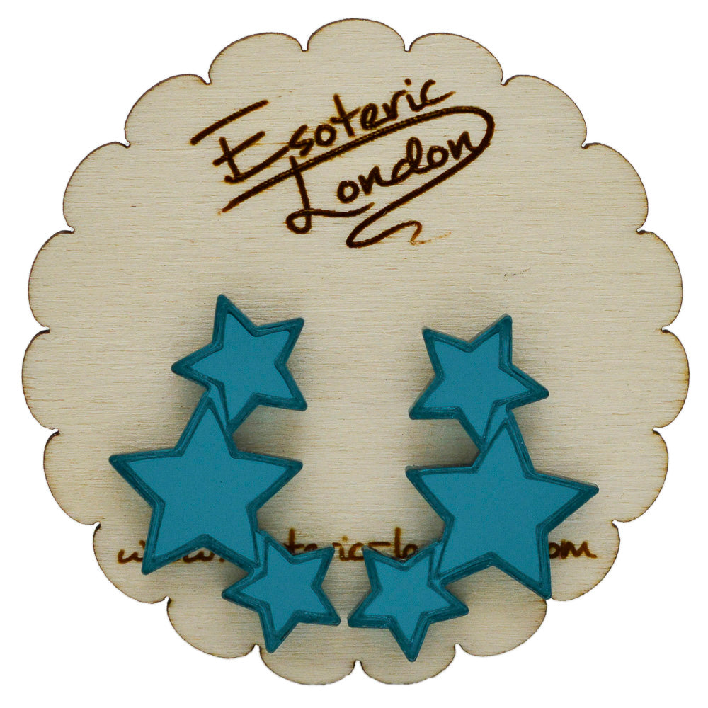 Triple Stars Mirrored Stud Earrings