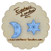 Star and Moon Mirrored Stud Earrings