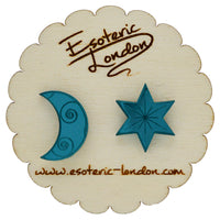 Star and Moon Mirrored Stud Earrings