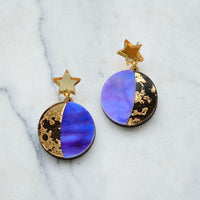 Moon Phase Dangle Stud Earrings