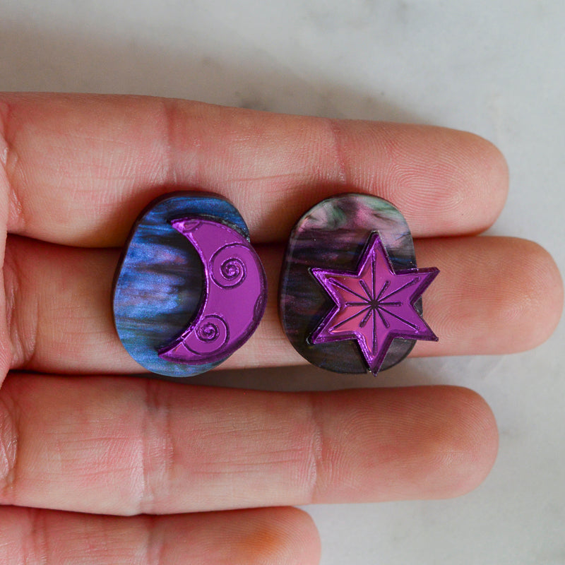 Star & Moon Large Studs