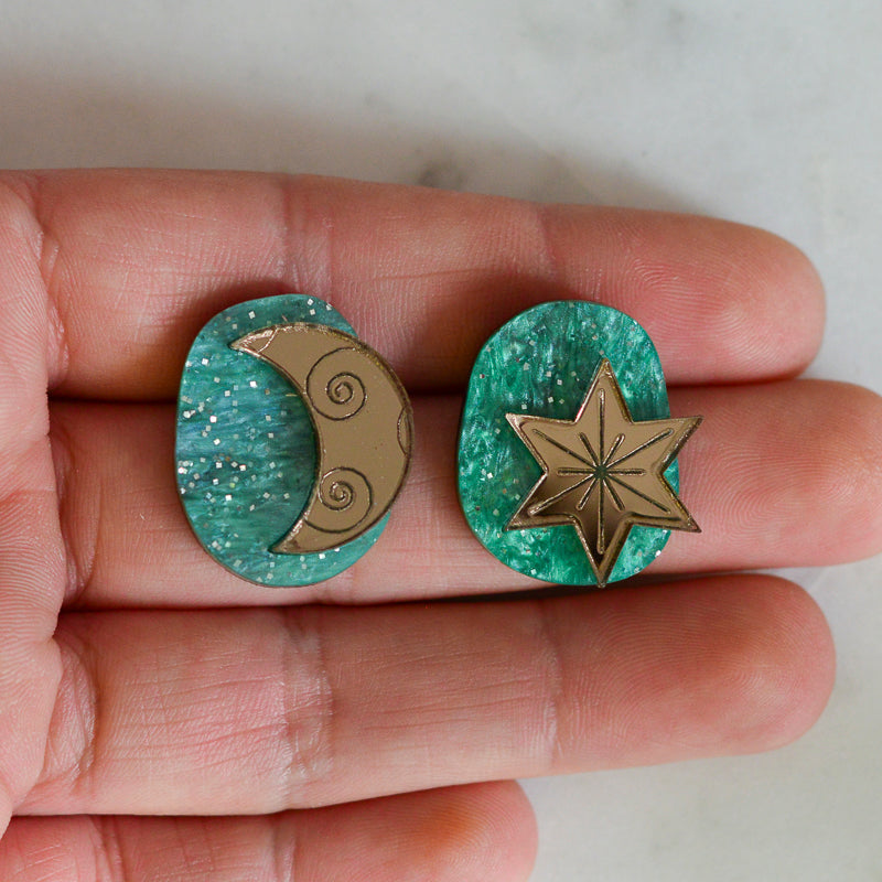 Star & Moon Large Studs