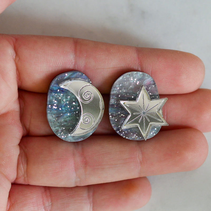 Star & Moon Large Studs