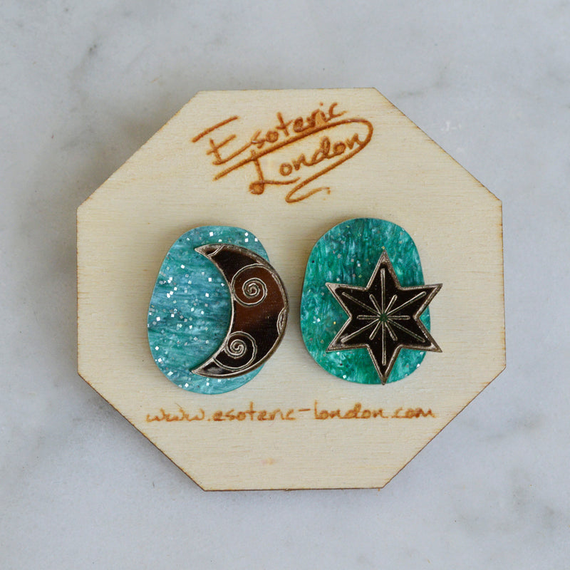 Star & Moon Large Studs