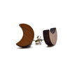 Tiny Wooden Moon Stud Earrings