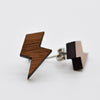 Tiny Wooden Lightning Stud Earrings