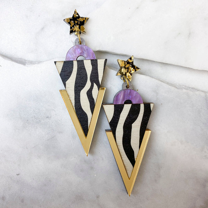 Wild Animal Print Triangle Dangle Studs