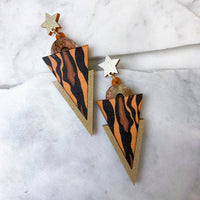 Wild Animal Print Triangle Dangle Studs