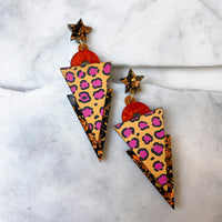 Wild Animal Print Triangle Dangle Studs