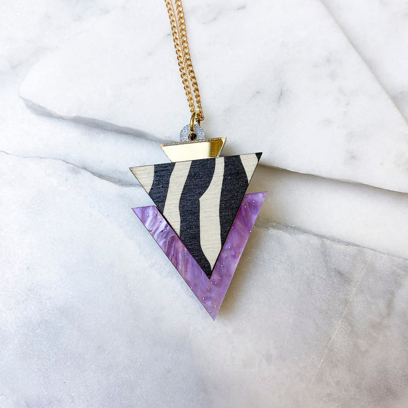 Wild Animal Print Triangle Pendant Necklace