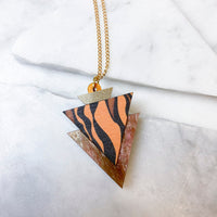 Wild Animal Print Triangle Pendant Necklace