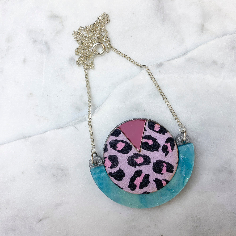 Wild Animal Print Round Pendant Necklace