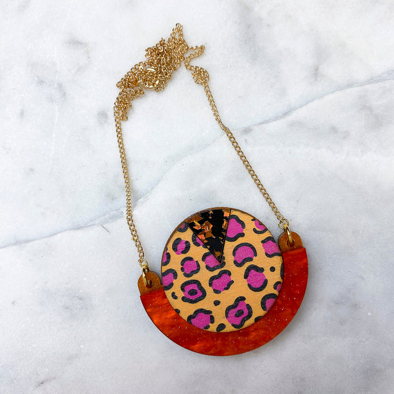 Wild Animal Print Round Pendant Necklace