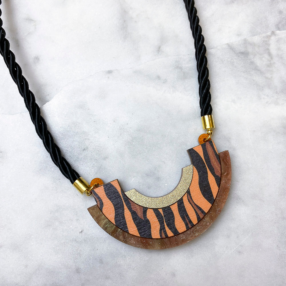 Wild Animal Print Statement Bib Necklace