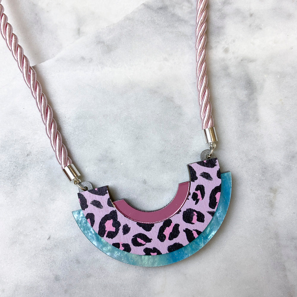 Wild Animal Print Statement Bib Necklace