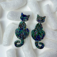 Abalone Cat Dangle Earrings